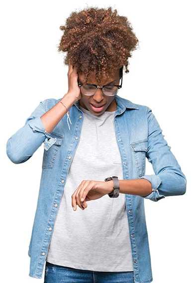 woman checking the time